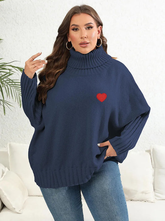 ANNE- Jersey cuello alto corazón talla grande invierno