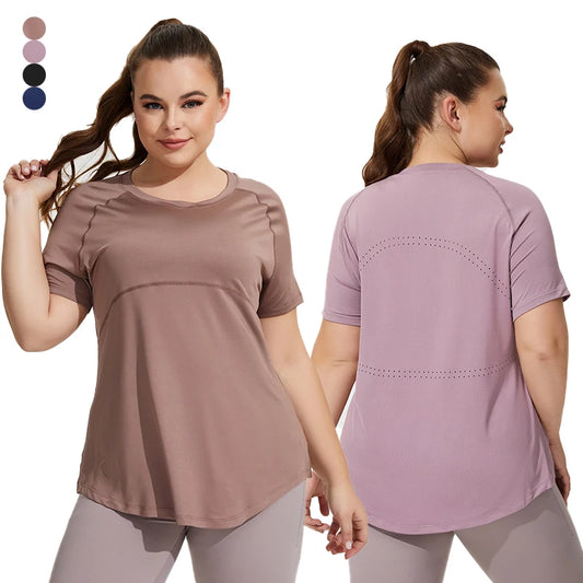 Camiseta fitness manga corta plussize